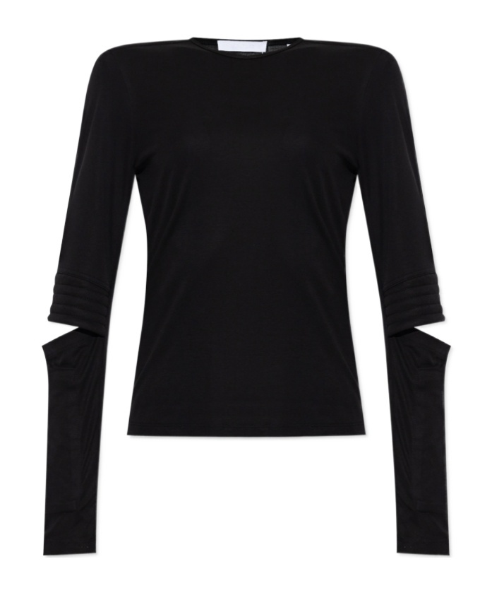 Helmut Lang Astro Crew Split-elbow Top In Black
