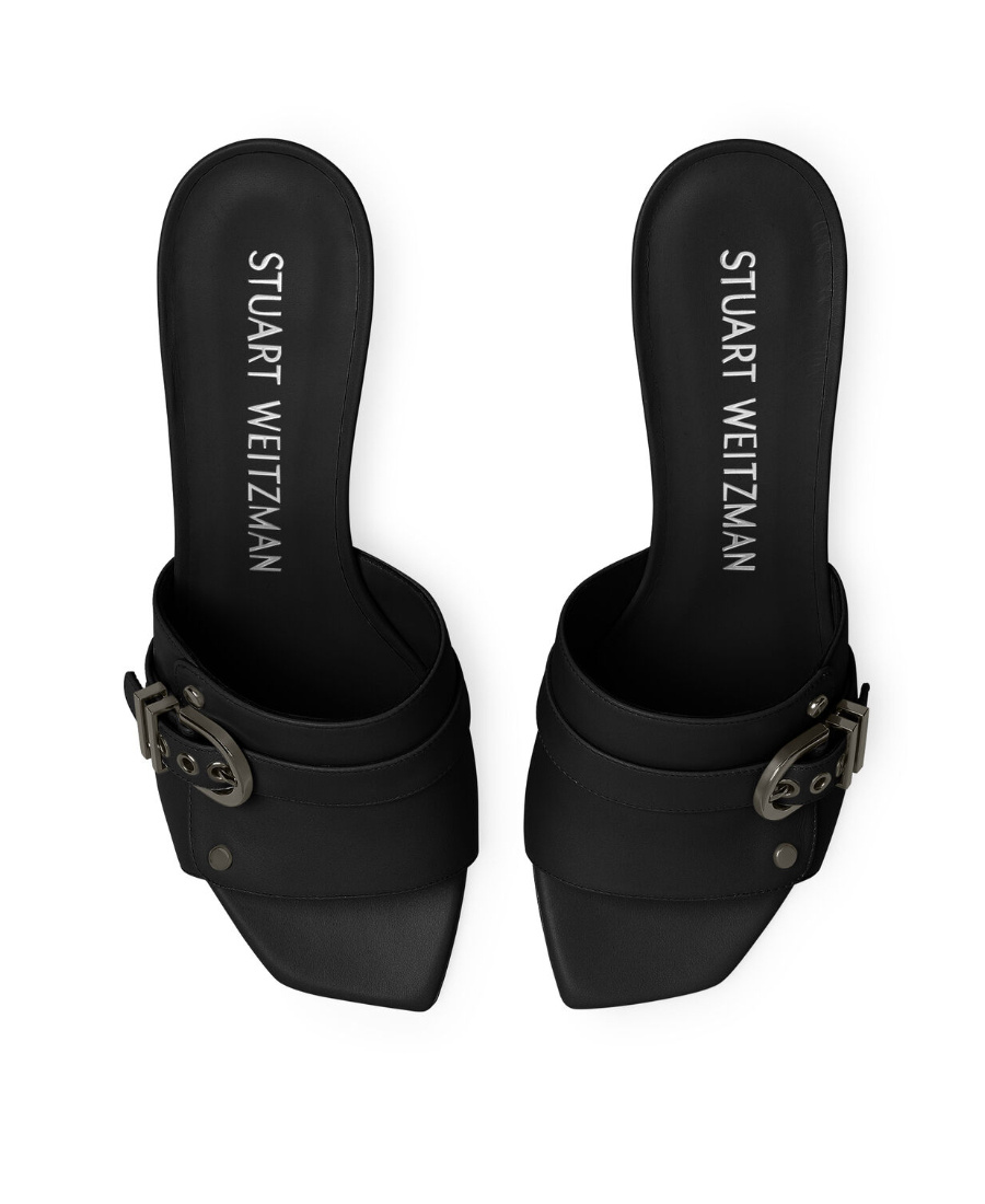 Stuart Weitzman Square-headed High-heeled Sandals In Black