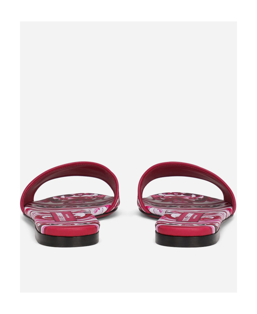 Dolce & Gabbana Majolica-print Flat Slides In Pink
