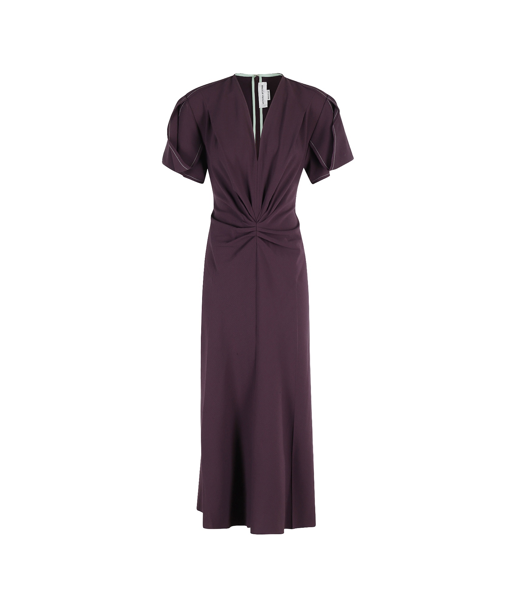 Victoria Beckham Ruched V-neck Midi Dress In Purple