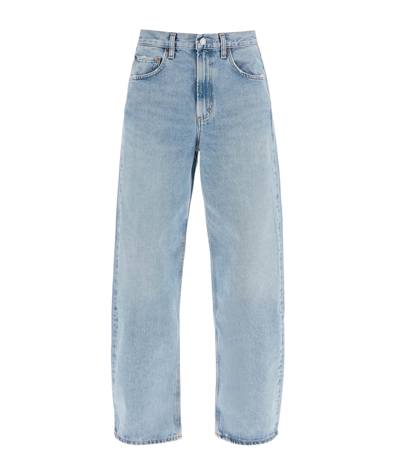 Agolde Blue Jeans With Wide Leg And Logo Patch On The Rear In Blue