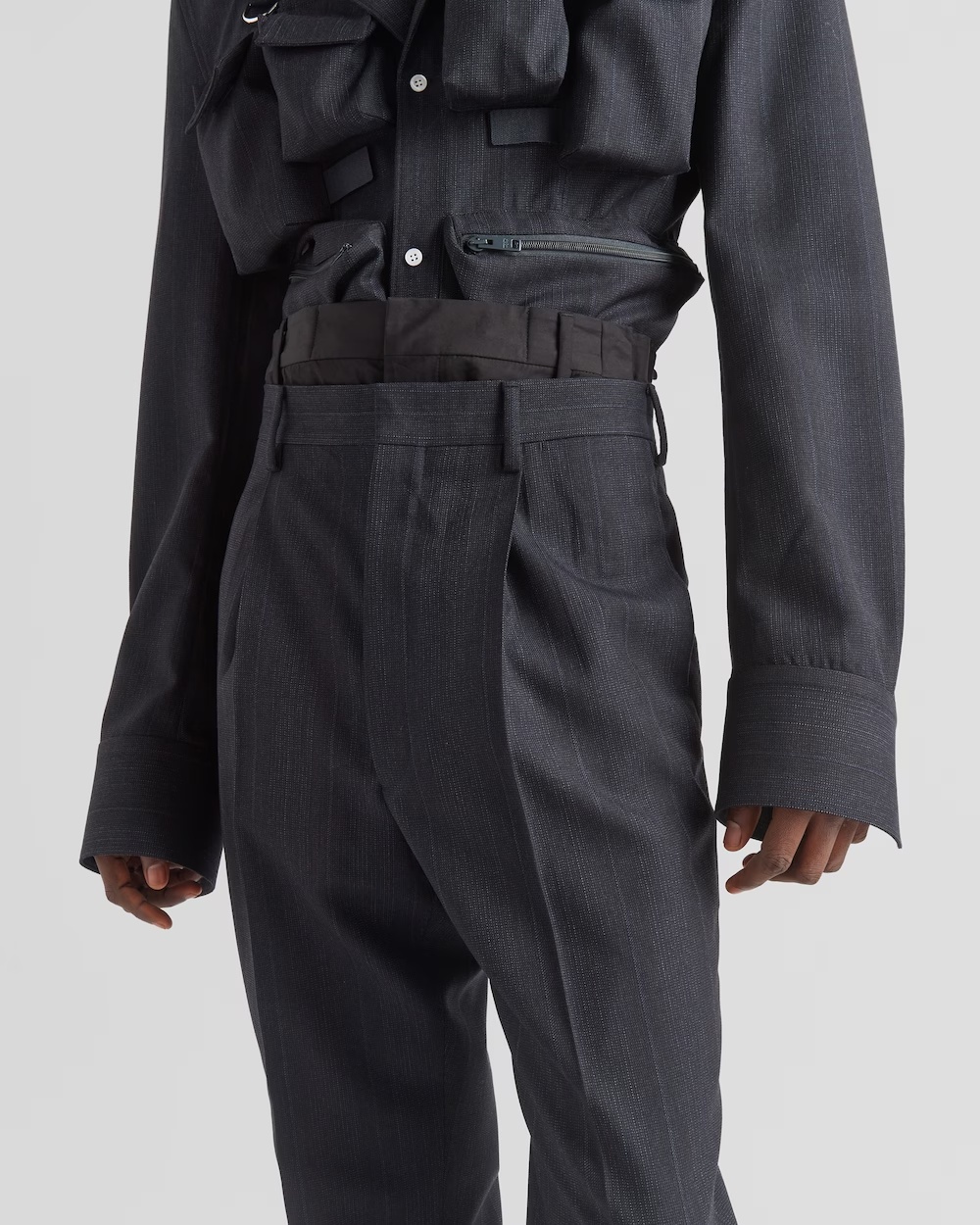 Prada Wool Tailored Trousers In Blue