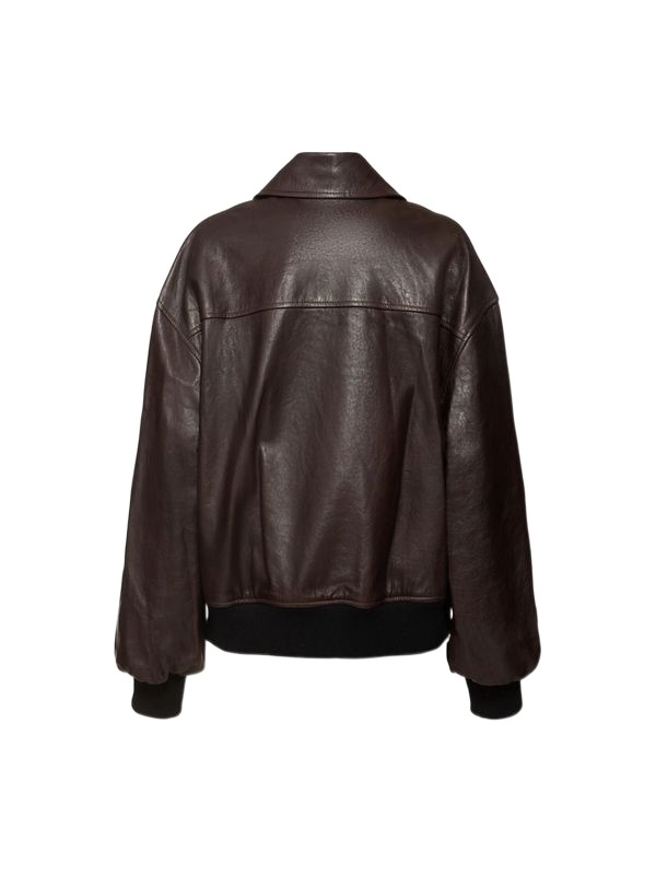 Khaite Womens Dark Brown Shelman Pointed-collar Leather Jacket Xs In Brown