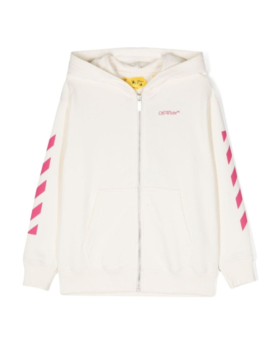 Off-white Graphic-print Cotton Hoodie In White