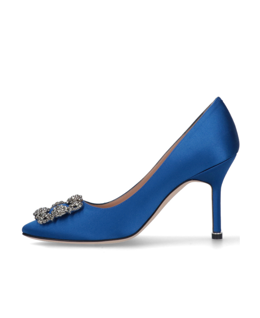 Manolo Blahnik Pointed-toe Mid-height Stiletto Pumps With Decorative Embellishment In Blue