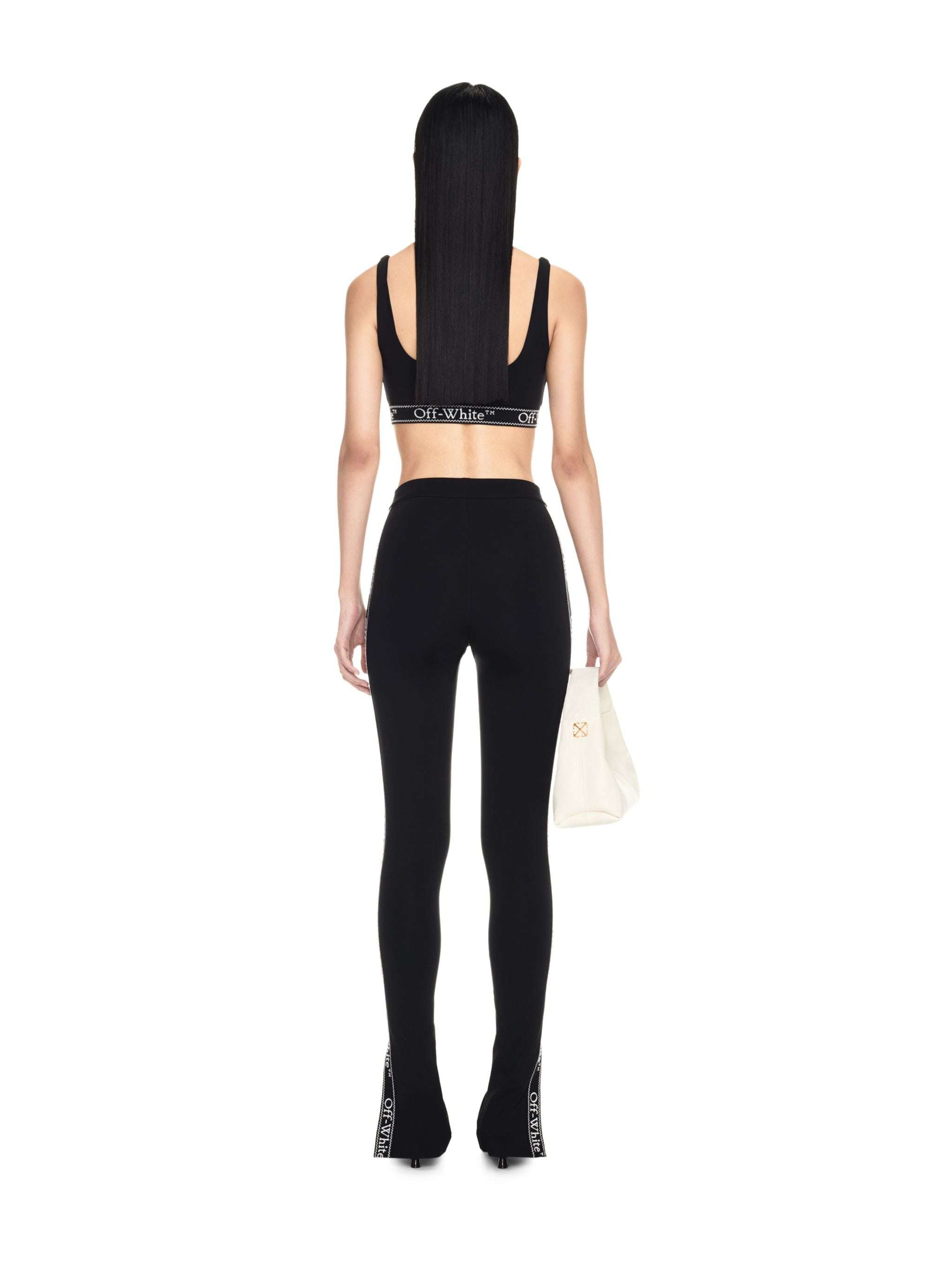 Off-white Logo-tape High-waist Leggings In Black