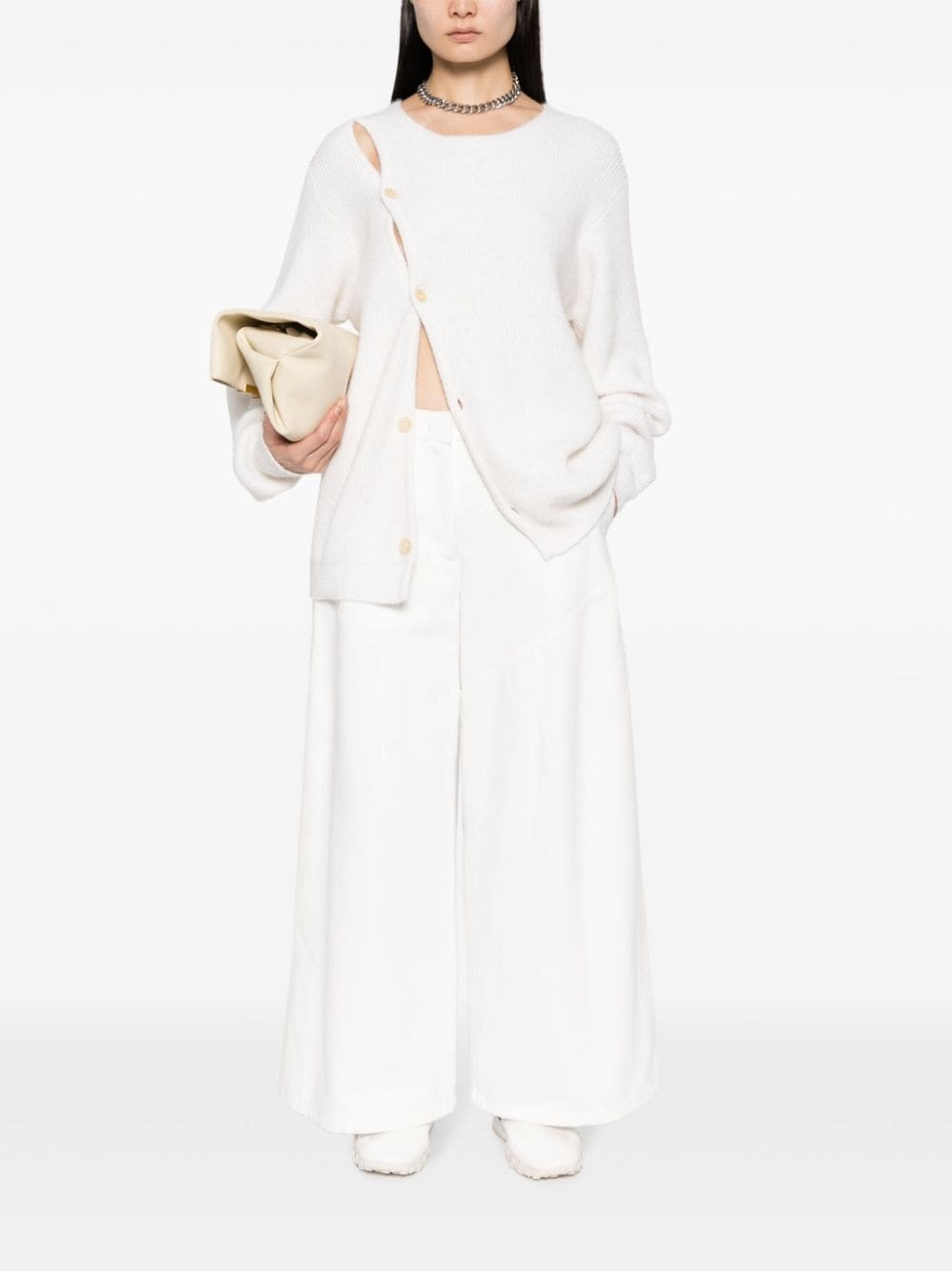 Jil Sander High Waist Flared Cut Jeans In White