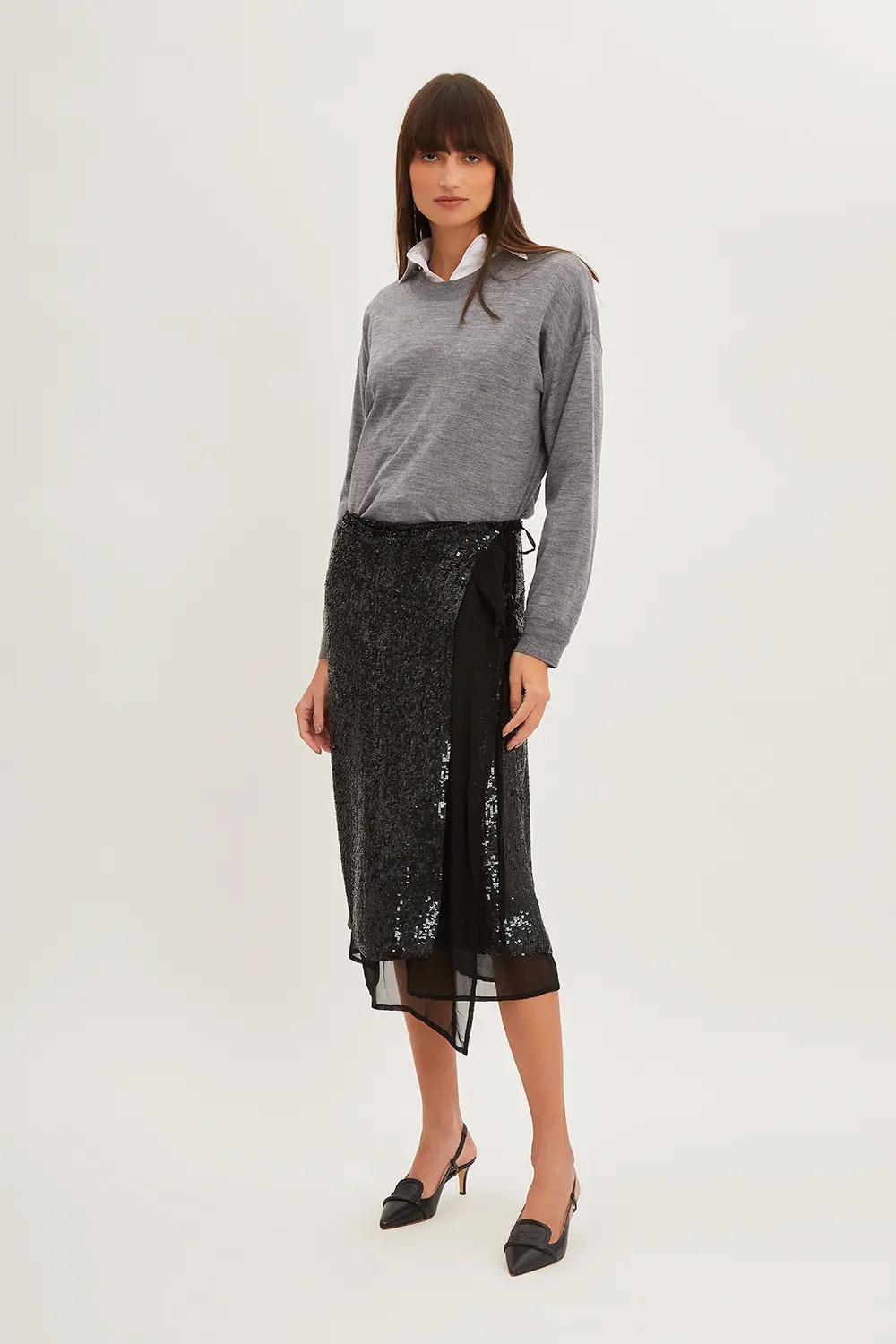 Shop P.a.r.o.s.h Round-necked Wool Sweater In Gray