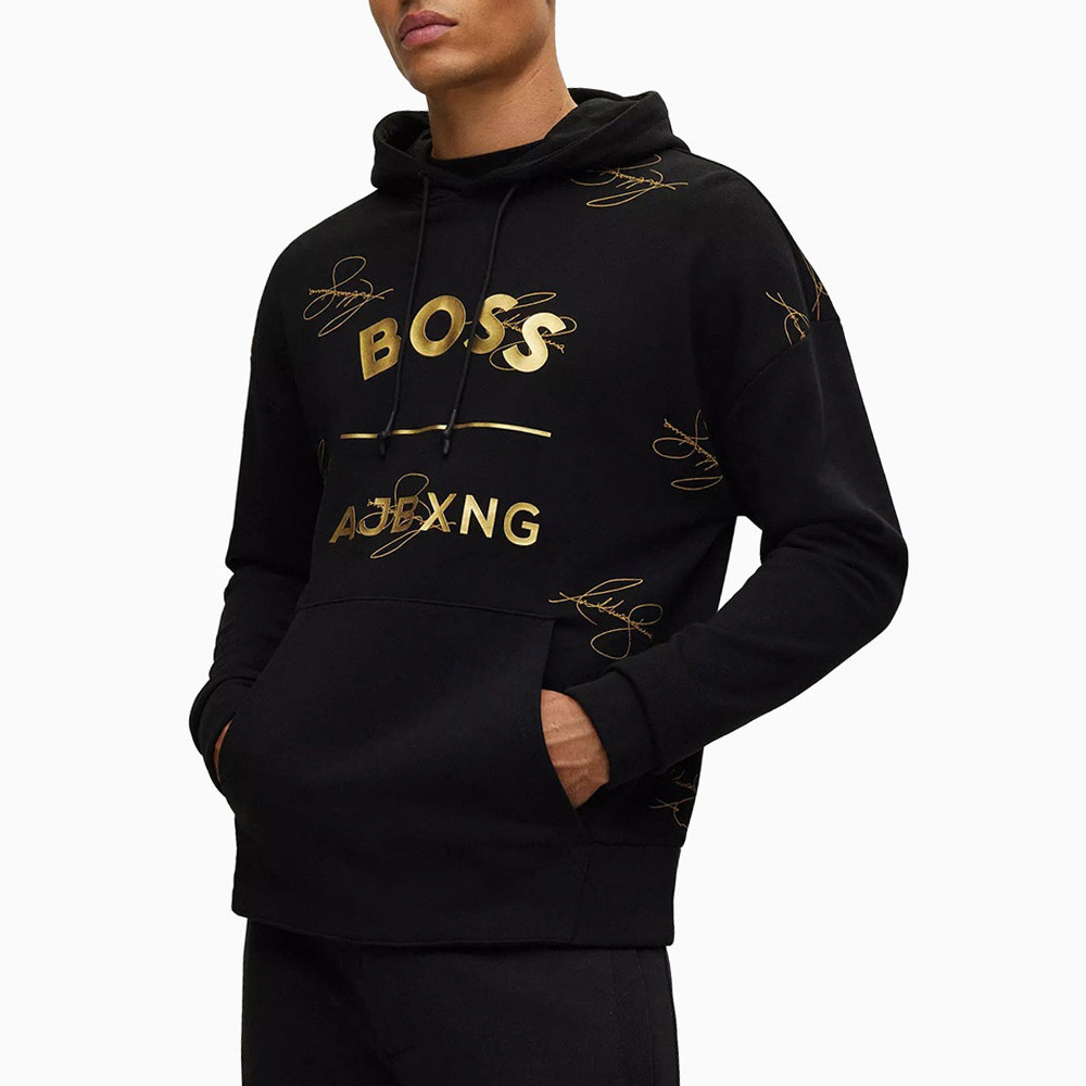 Hugo Boss X Ajbxng Logo-print Hoodie In Black