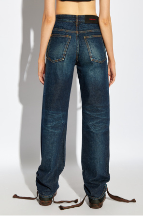 Ferragamo Whiskered Straight-leg Jeans In Blue