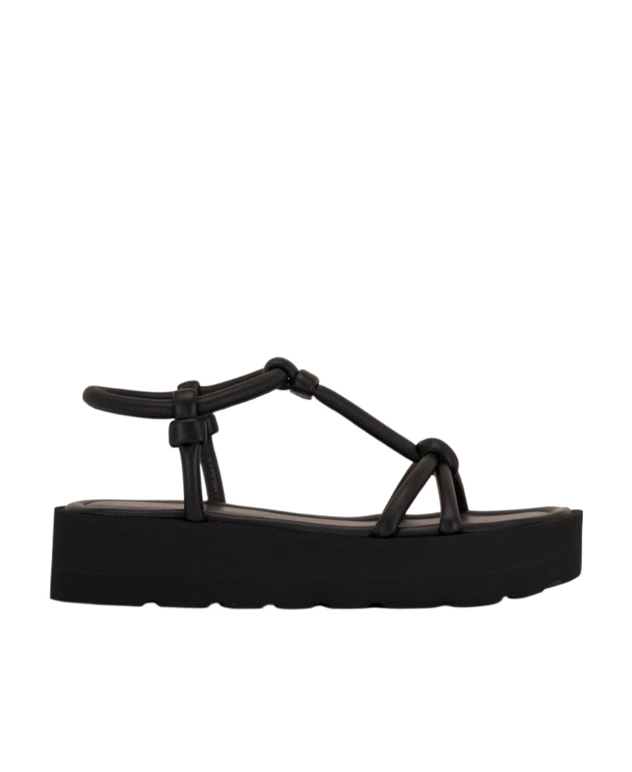 Shop Gianvito Rossi Open Toe Flatform Leather Sandals In Black