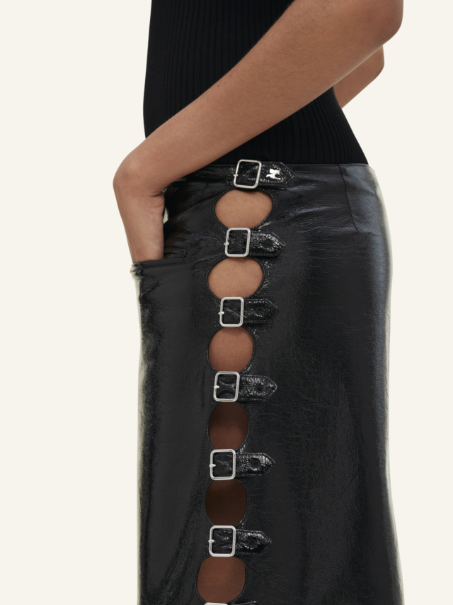 Courrèges Courreges Vinyl Miniskirt In Black