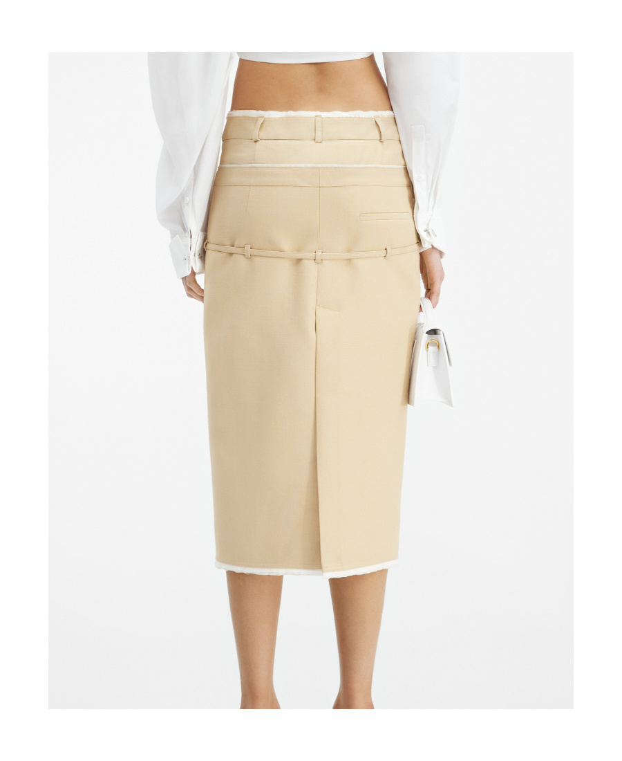 Jacquemus La Jupe Caraco Pencil Skirt In Nude