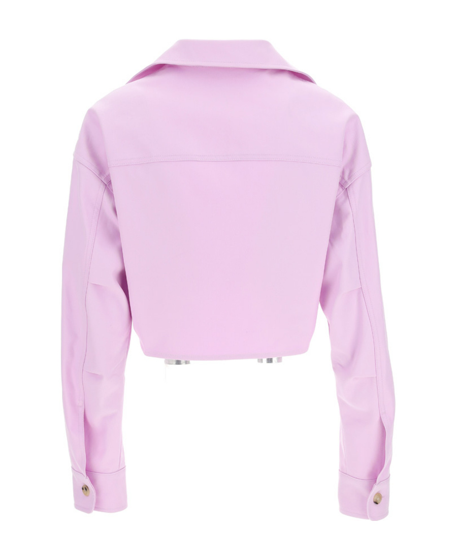 Off-white Co Twist Cropped Cargo Shirt In Pink