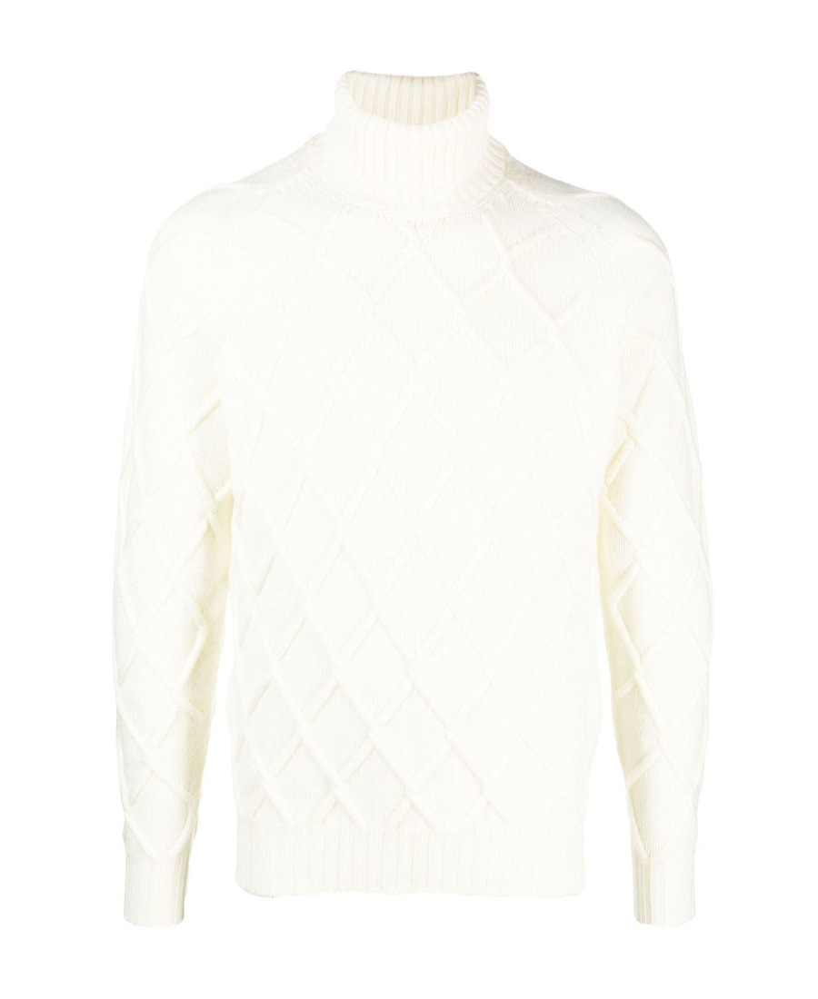 Drumohr Lattice-knit Merino Jumper In White