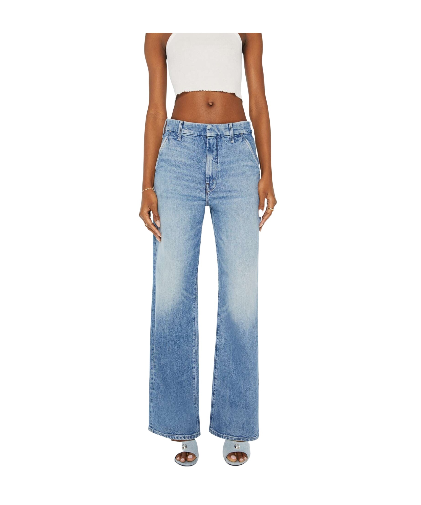 Shop Mother Multi-pocket Jeans In Blue