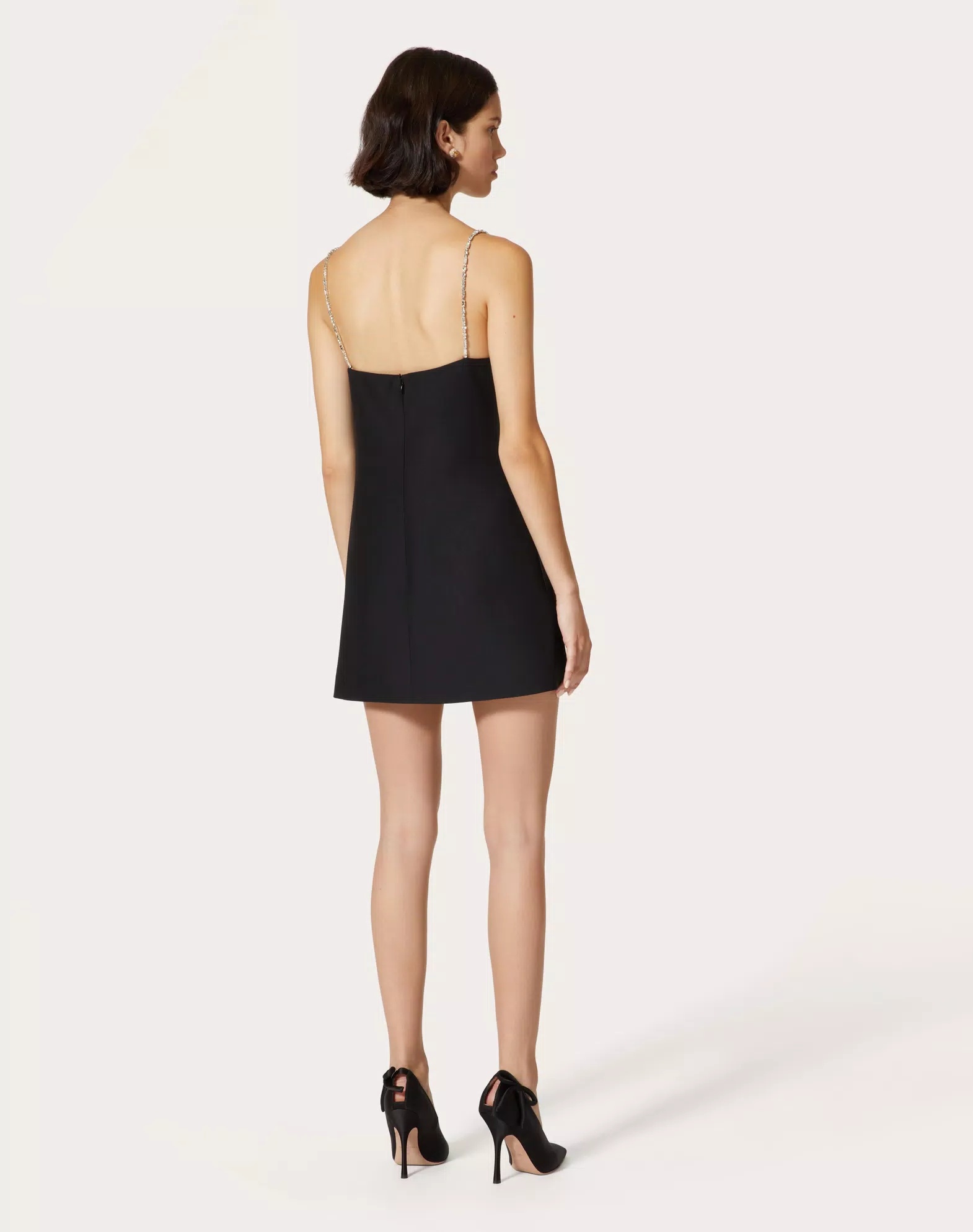 Valentino Bow-detail Crystal-embellished Minidress In Black