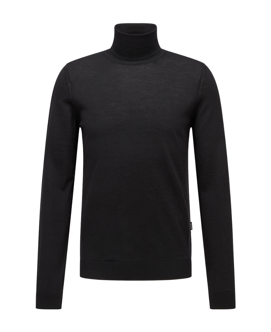 Hugo Boss Slim-fit Rollneck Sweater In Wool In Black