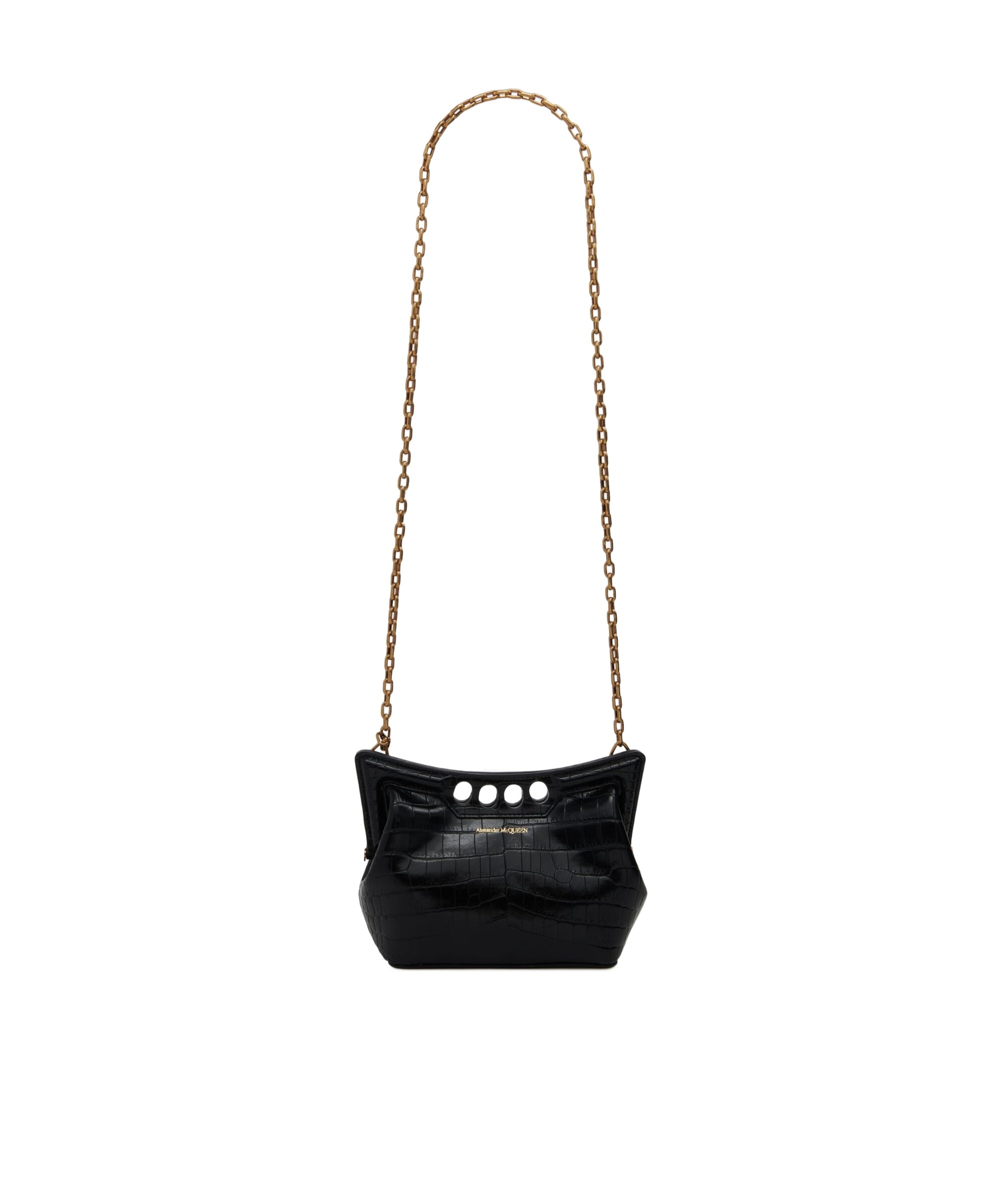 Alexander Mcqueen The Peak Cutout Leather Shoulder Bag In Black