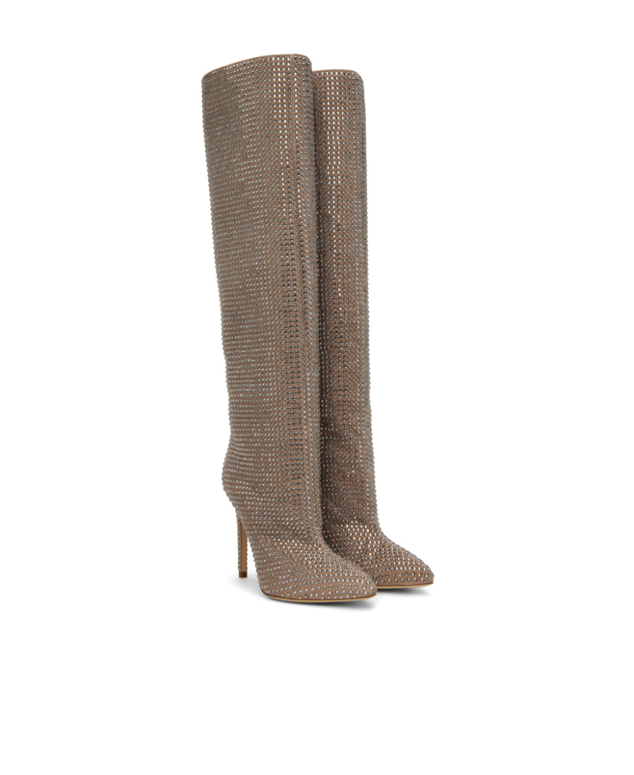 Paris Texas Crystal Decorative Boots In Brown