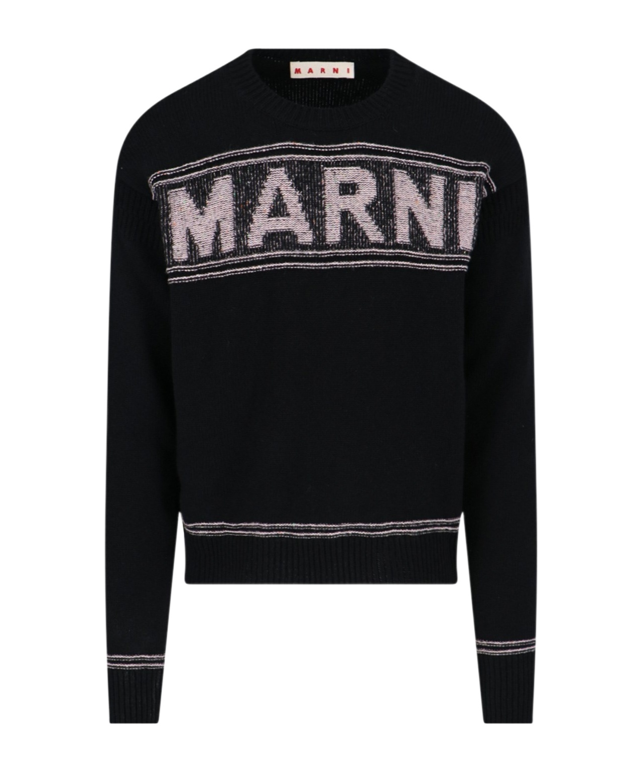 Marni Intarsia Wool Sweater In Black