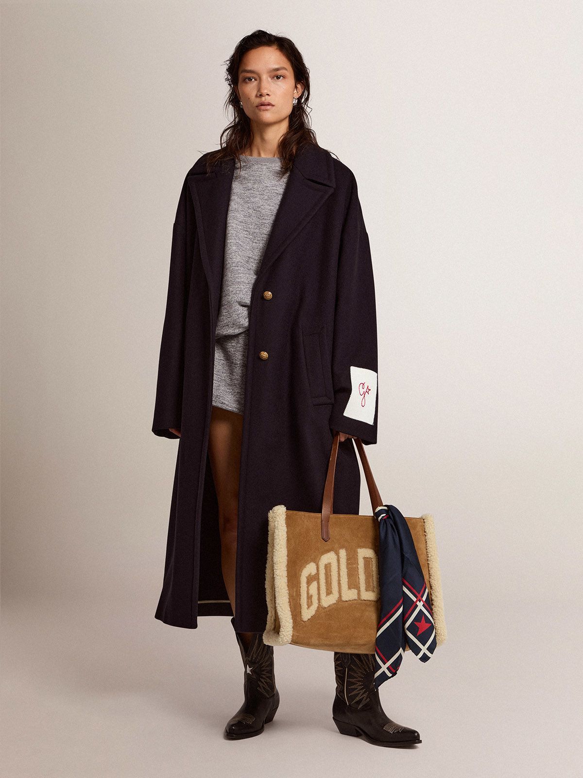 Golden Goose Single-breasted Cocoon Coat In Black