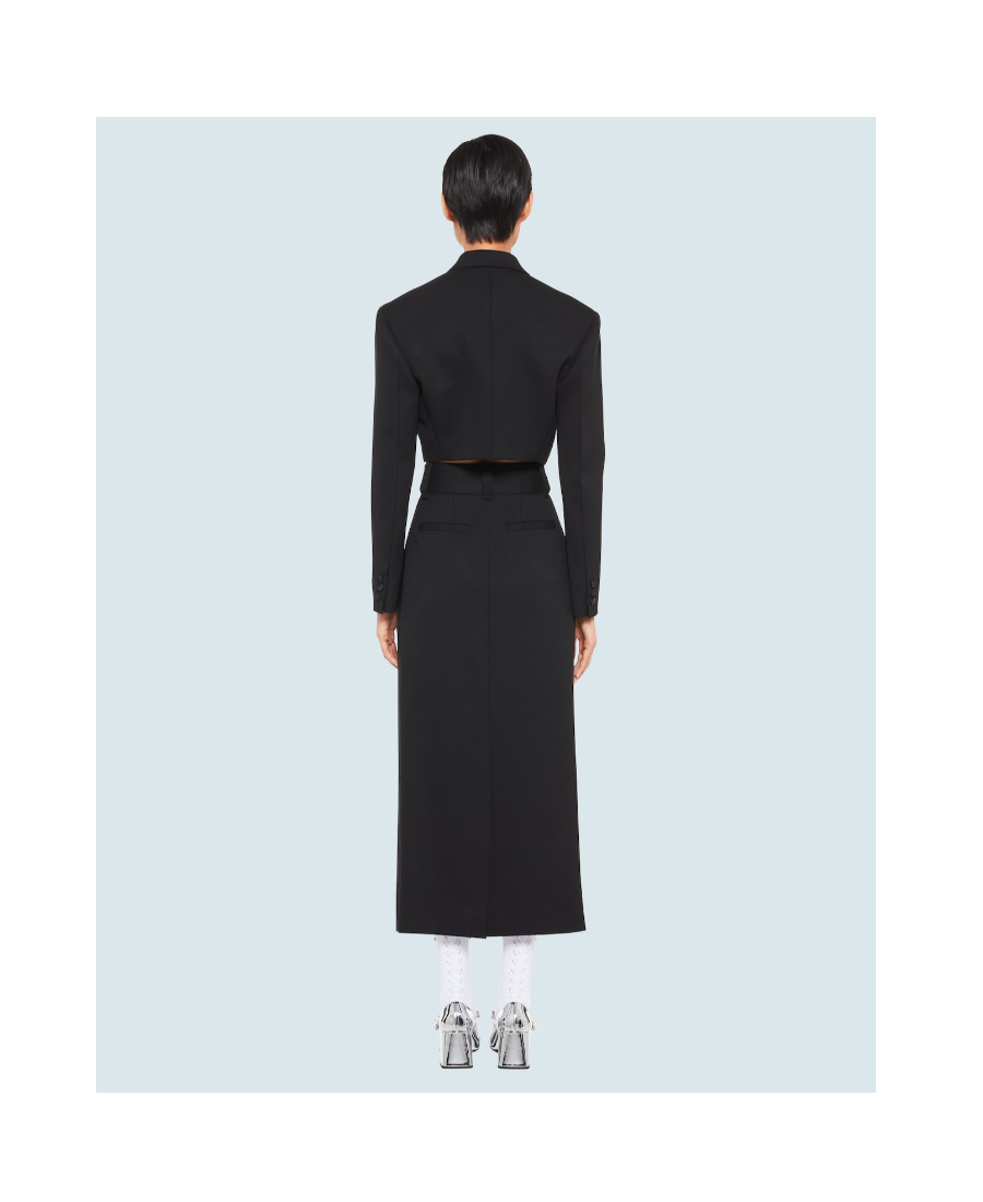 Miu Miu Cropped Grain De Poudre Jacket In Black