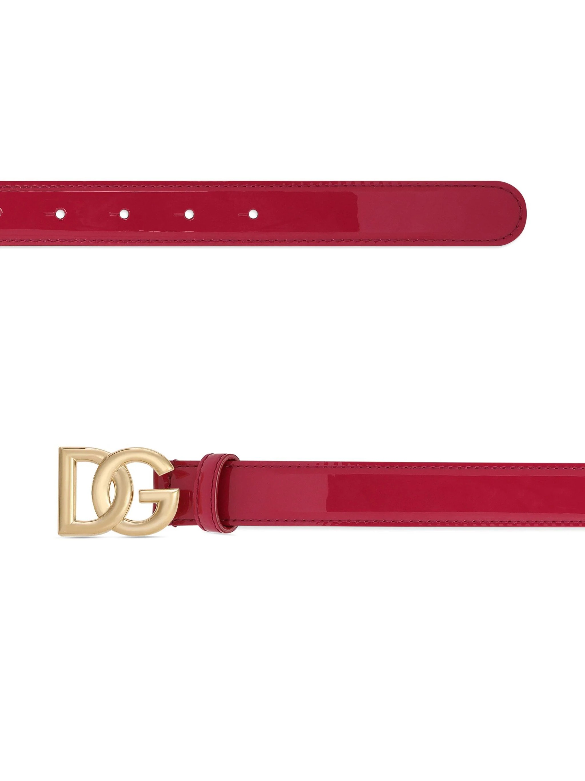 Dolce & Gabbana Polished Calfskin Belt With Dg Logo In Red