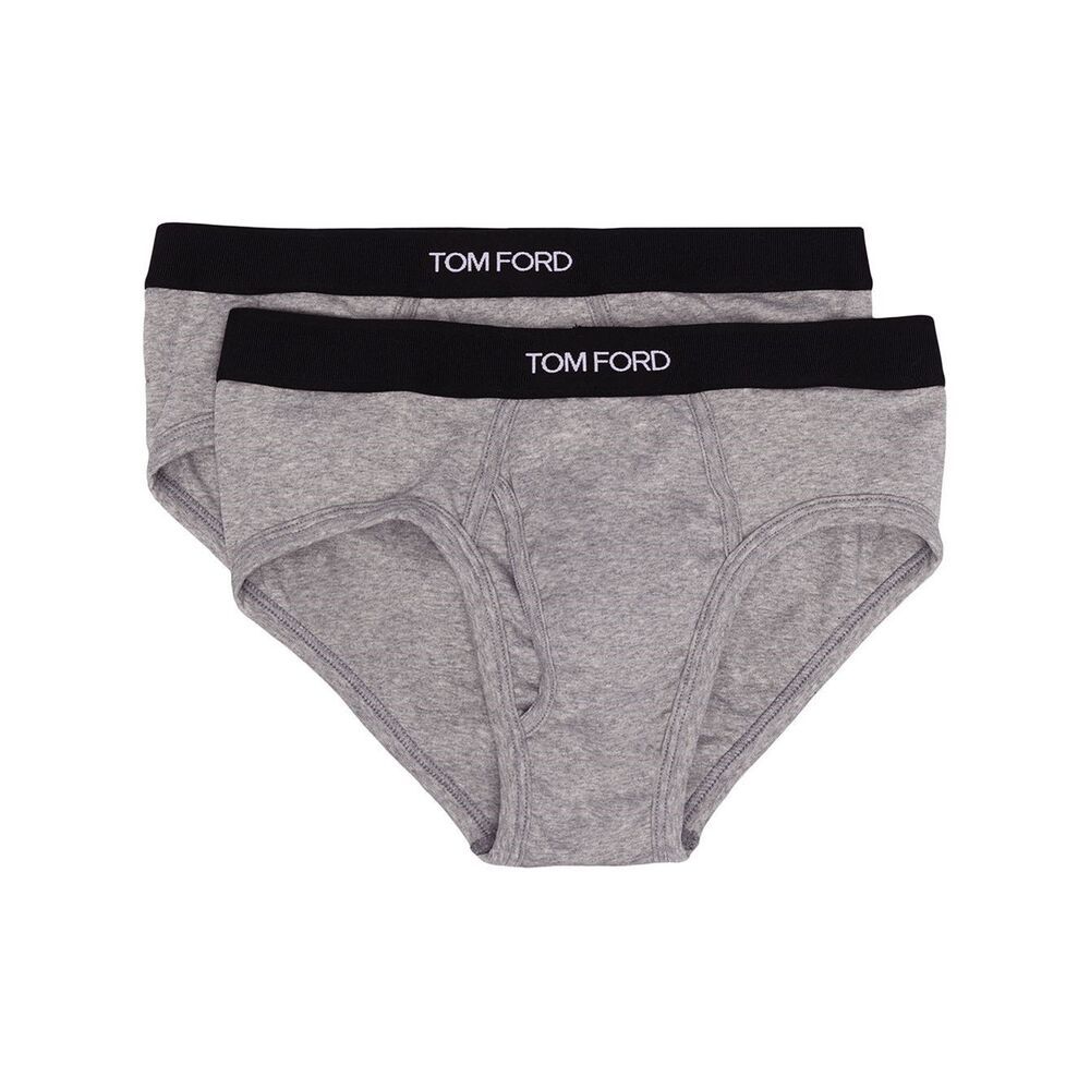 Tom Ford Stretch-cotton And Modal-blend Briefs In Gray