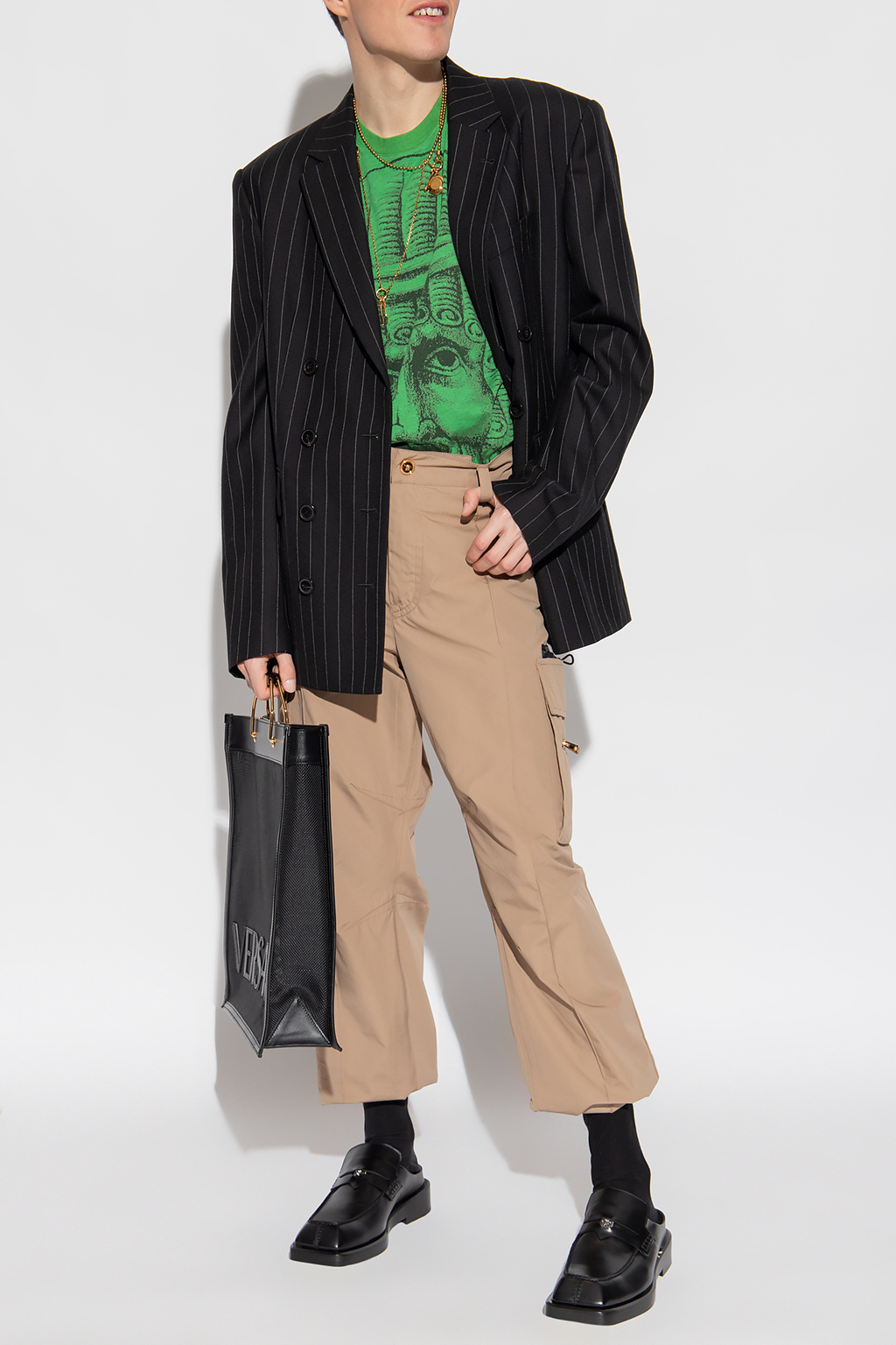 Versace La Maschera Print T-shirt In Green