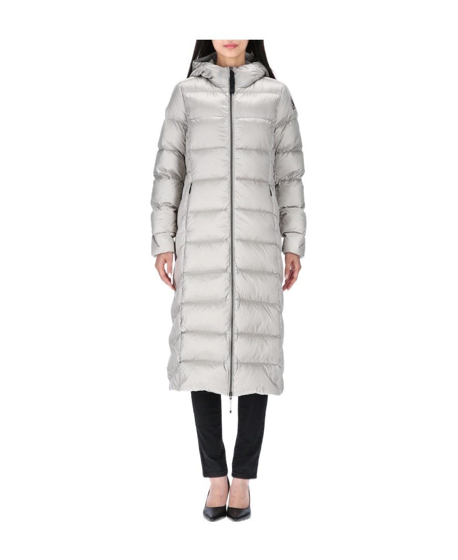 Shop Parajumpers Long-sleeved Hooded Down Jacket In White