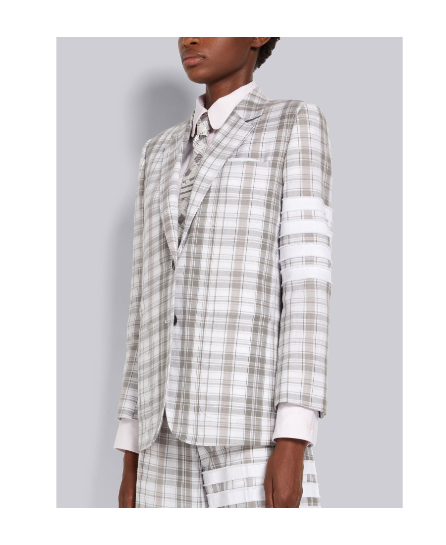 Shop Thom Browne Check Sports Jacket In White