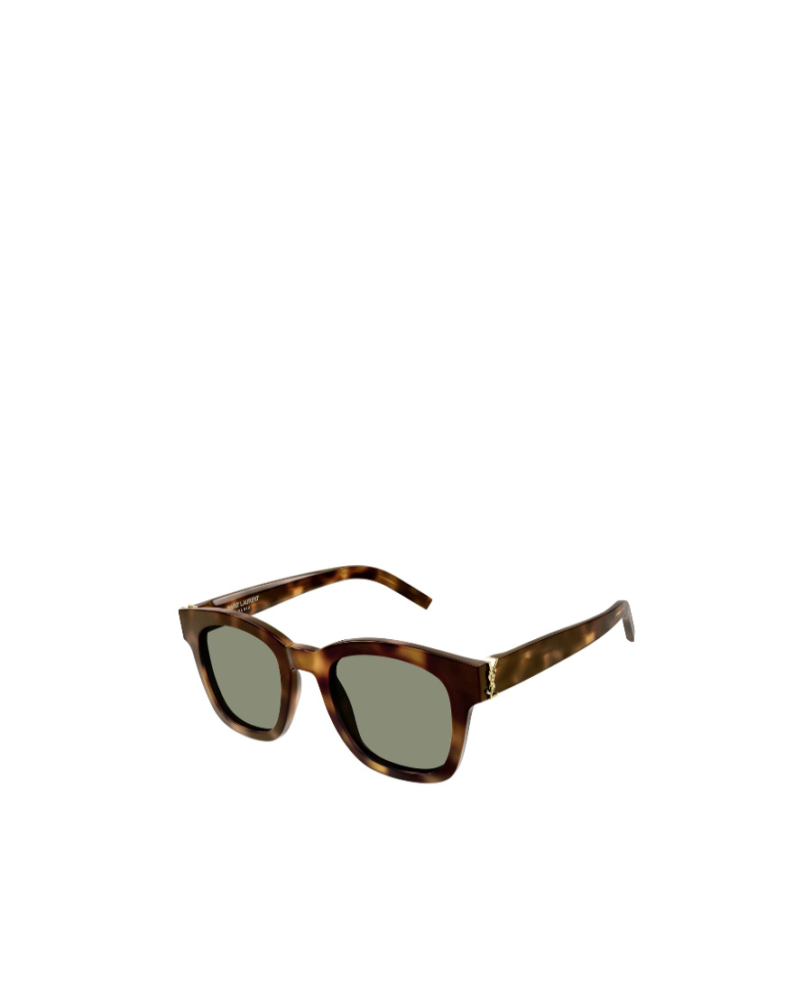 Saint Laurent Ysl-plaque Square-frame Sunglasses In Black
