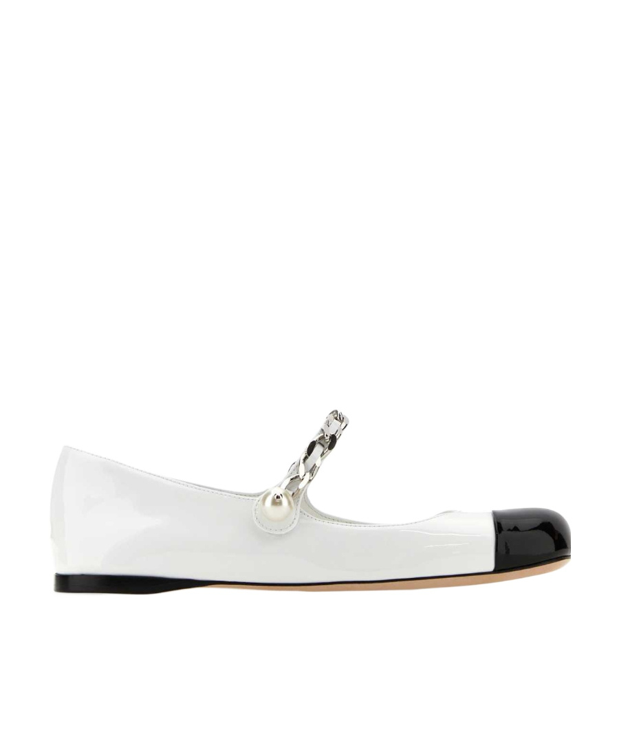 Miu Miu Ballerines En Cuir Vernis In White
