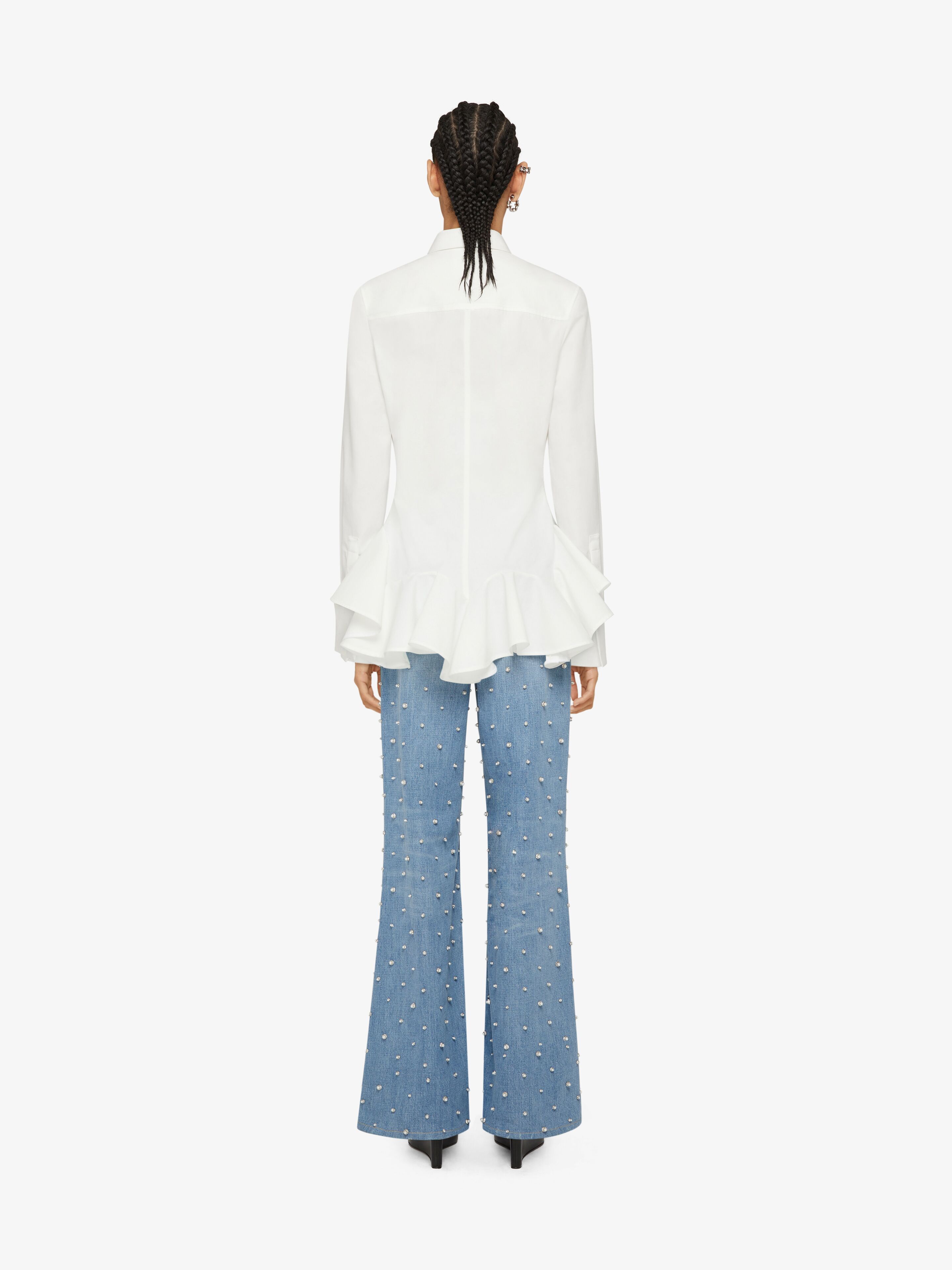 Givenchy Ruffled Peplum-hem Cotton Shirt In White