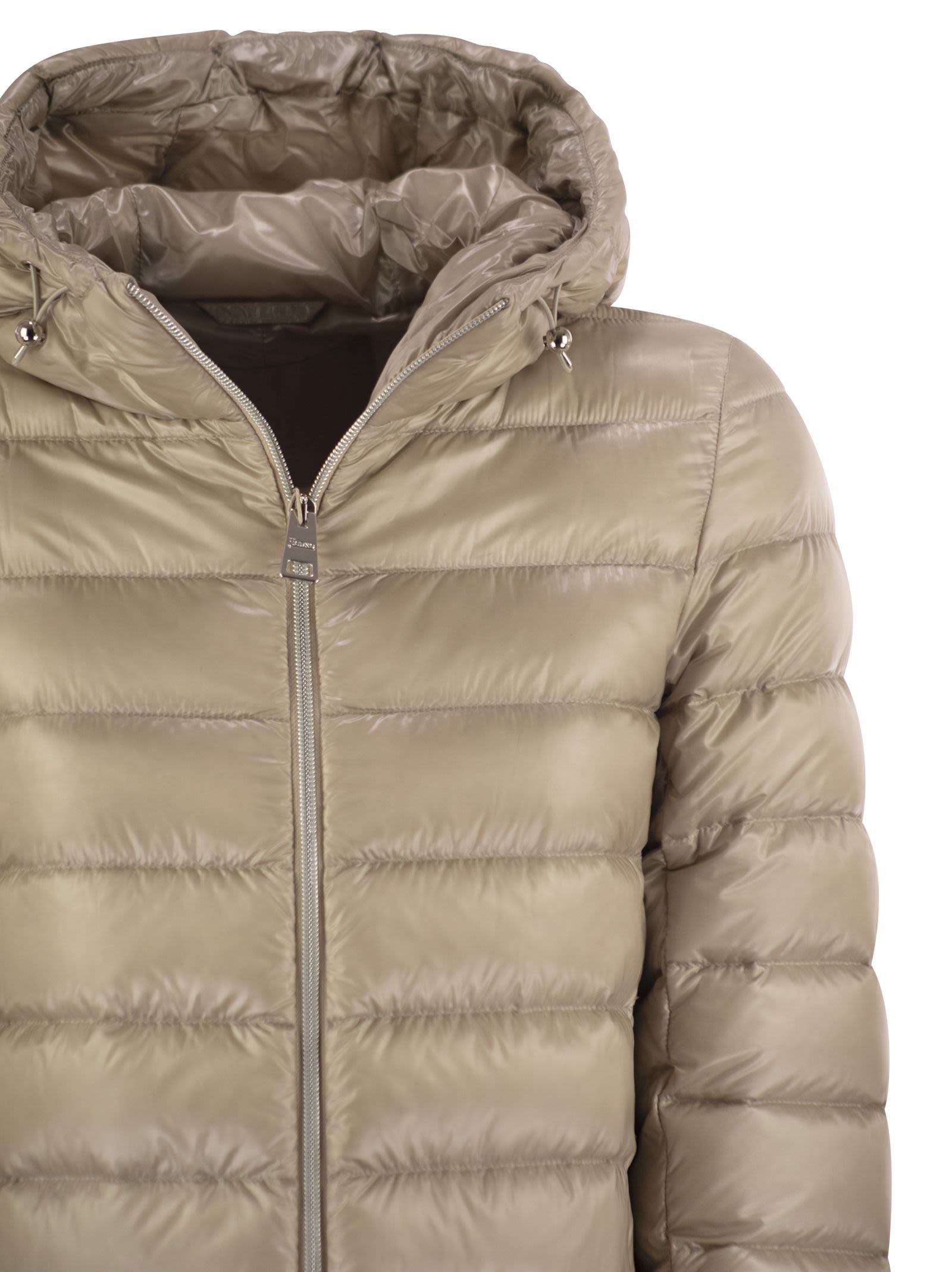 Herno Hooded Down Jacket In Brown