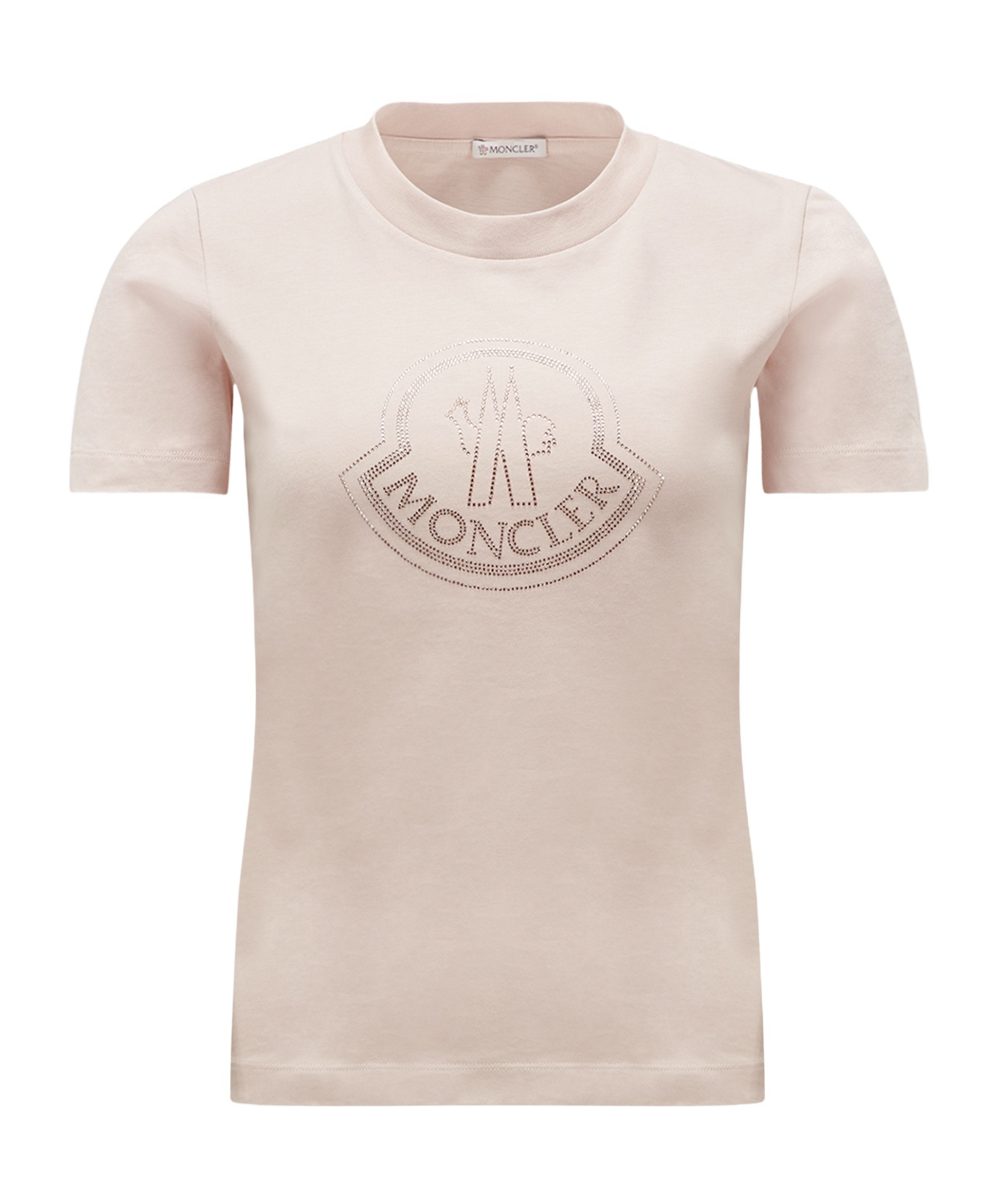 Moncler Logo Crystal-embellished Cotton T-shirt In Pink