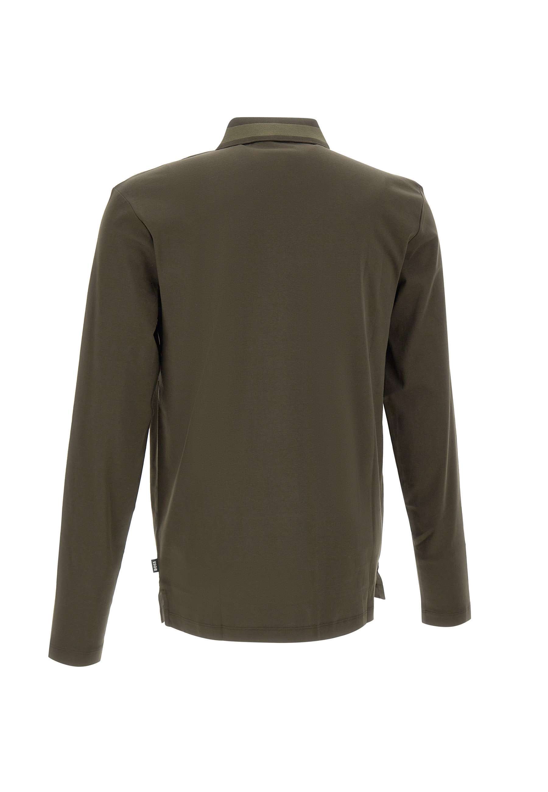 Hugo Boss Long-sleeve Polo Shirt In Brown