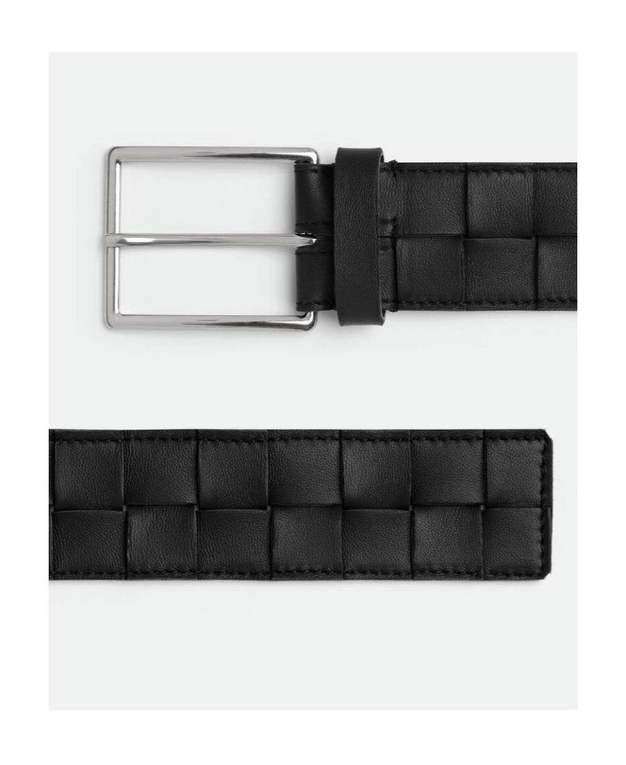 Shop Bottega Veneta Logo Woven Belt In Black