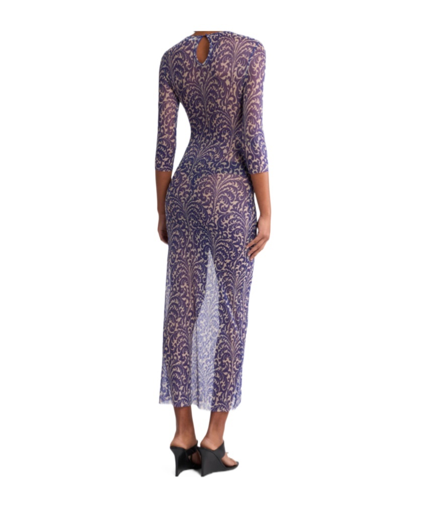 Etro , Tulle Dress With Shell Print, Woman, Electric Blue, Size 48 In Purple