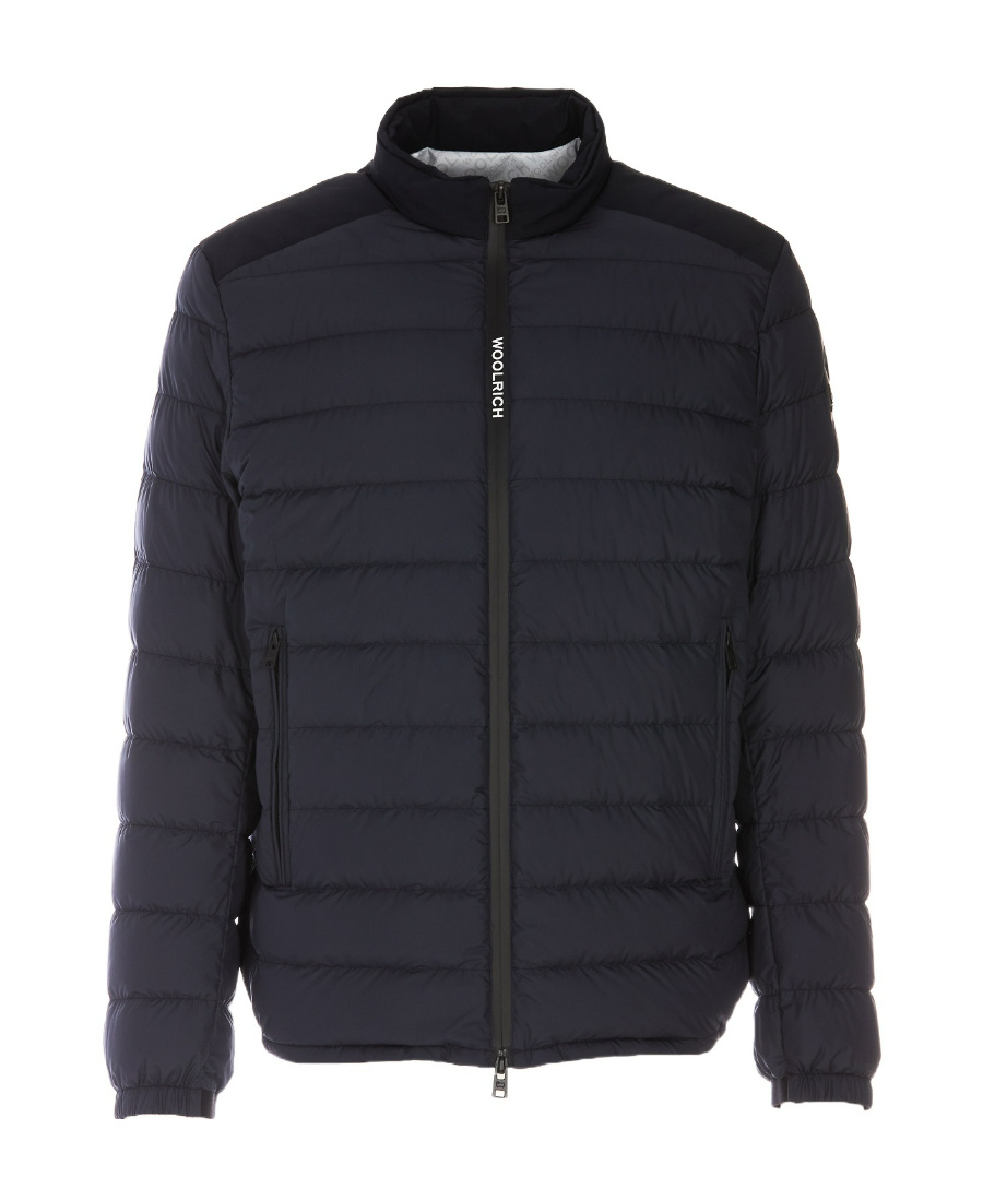 Woolrich Quilted Zipped Down Jacket In Gray