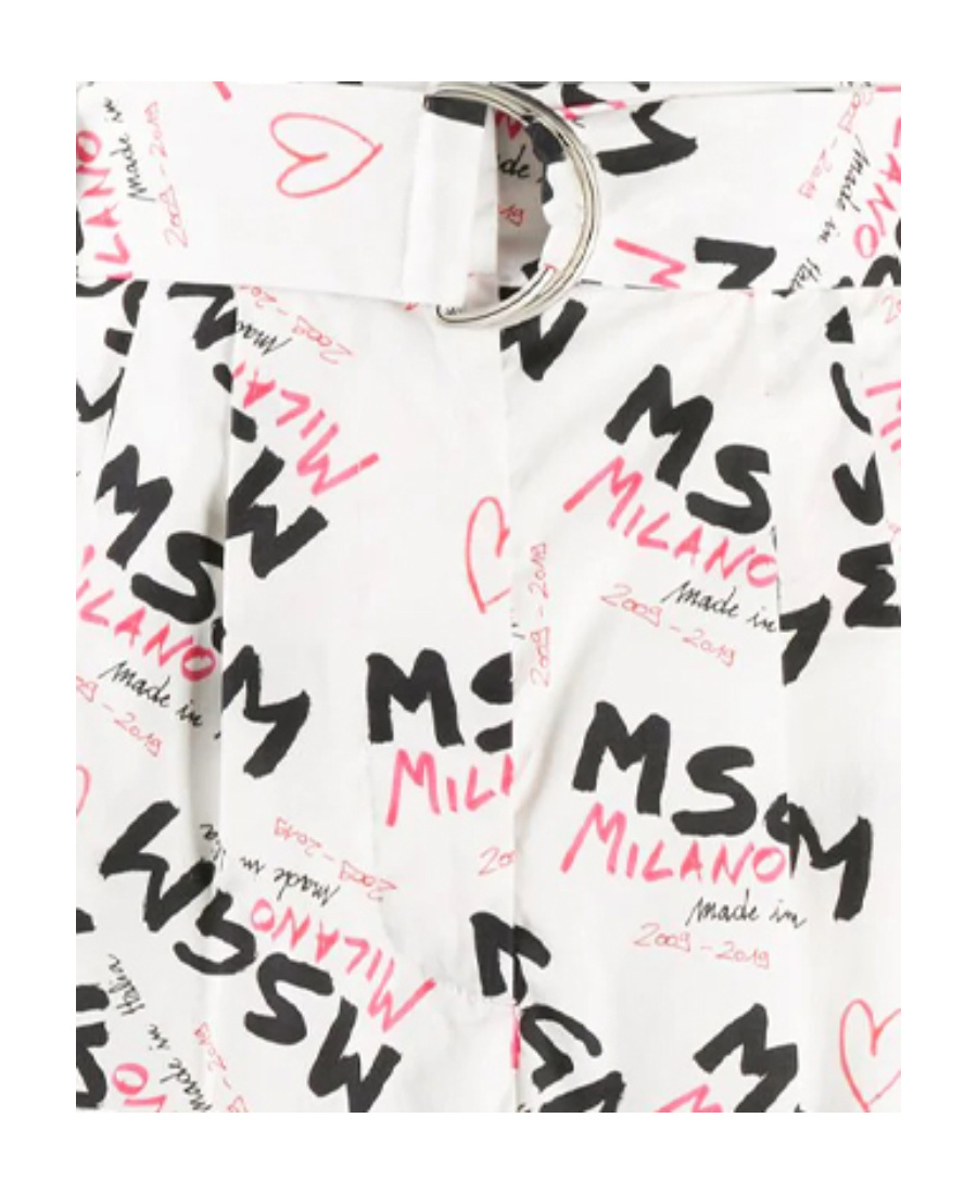 Msgm Logo Printed Waist Casual Shorts In White