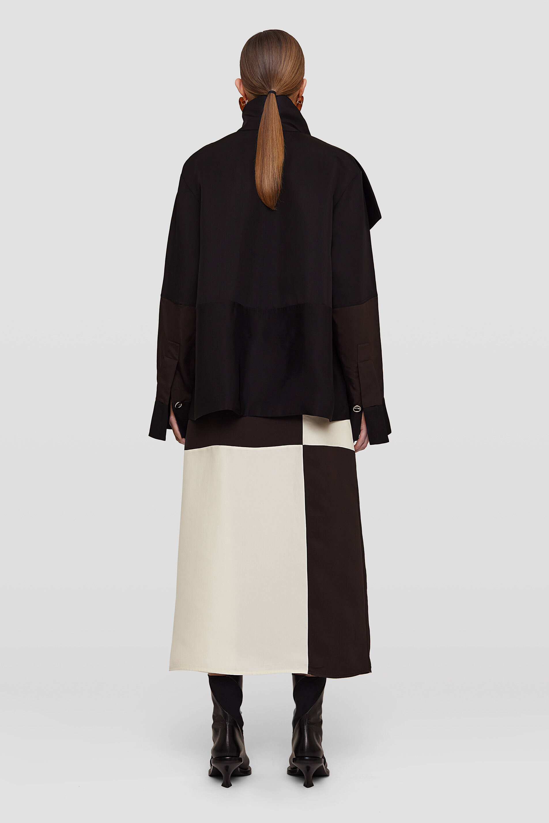Jil Sander Colour-block Midi Skirt In White