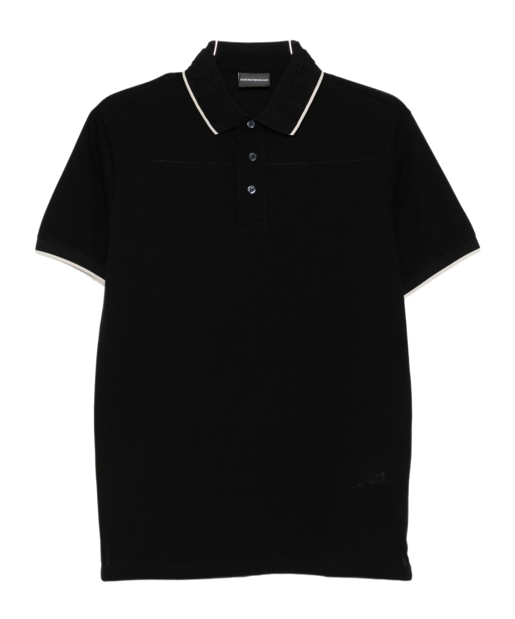 Emporio Armani Logo Cotton Polo Shirt In Black