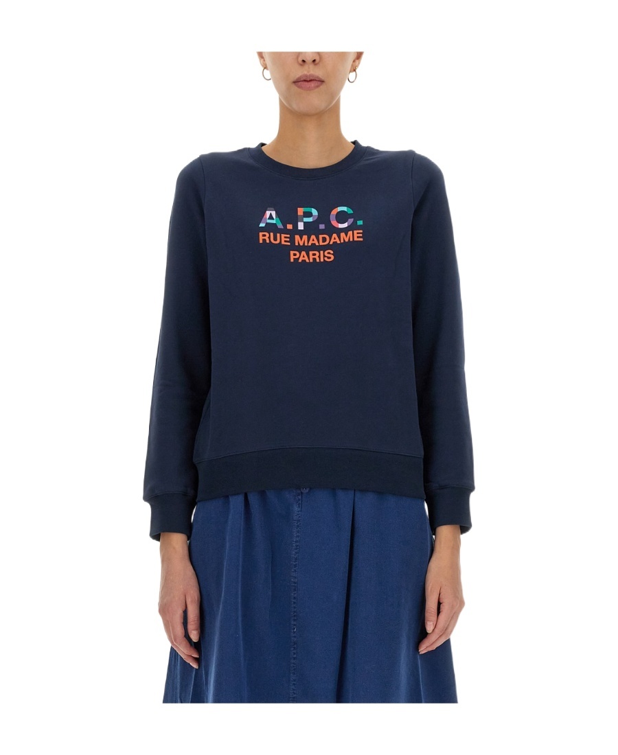 Shop Apc Logo-print Crew Neck Jumper In Black