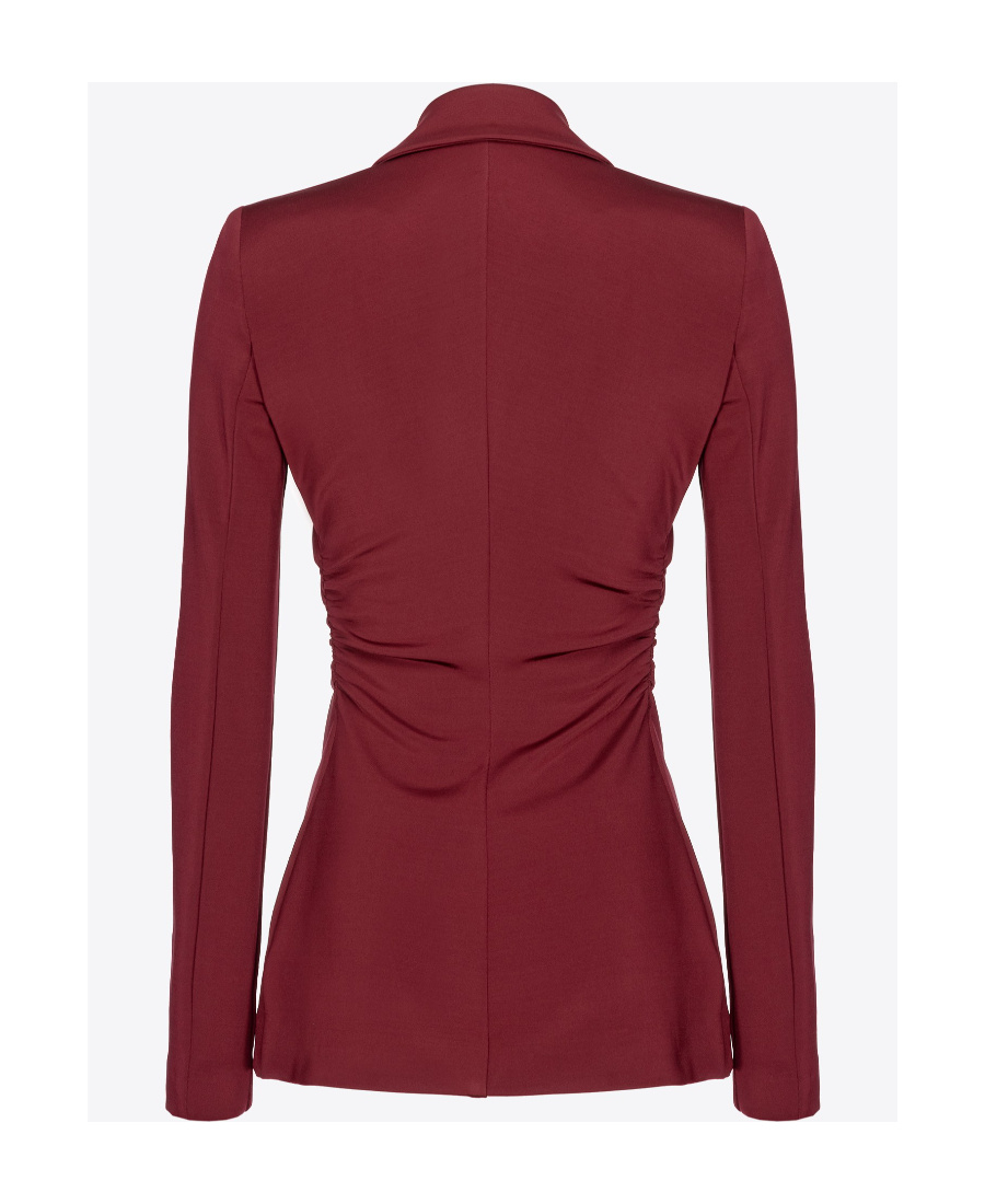 Pinko Single-breasted Ruched Blazer In Burgundy