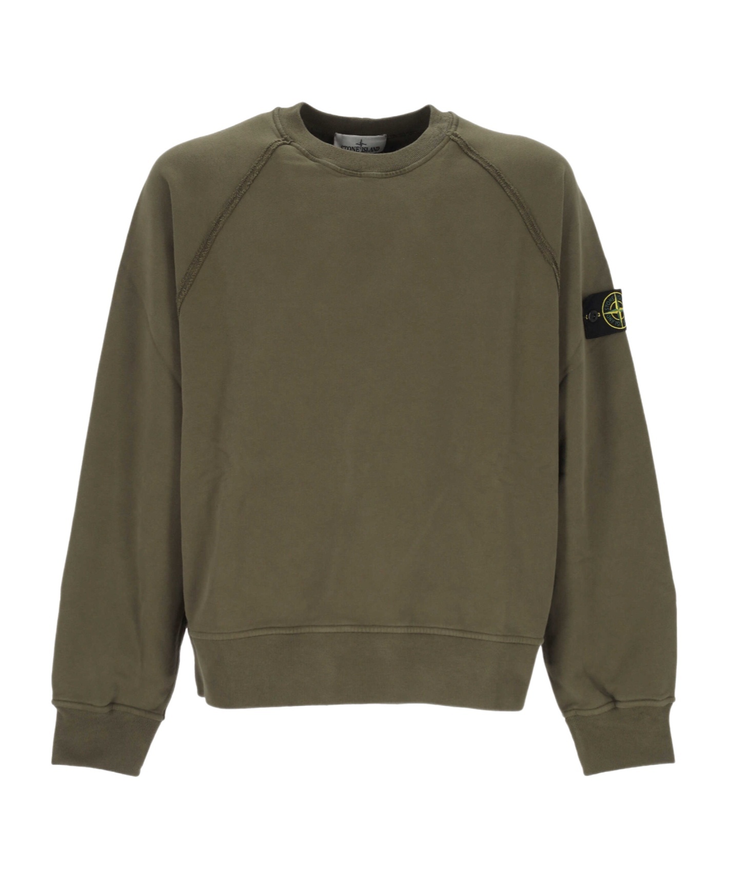 Stone Island Raglan-sleeve Patch-logo Sweatshirt In Green