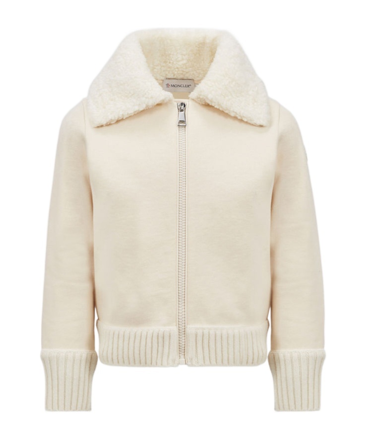Moncler Girls' Zip Up Cardigan - Big Kid In Nude
