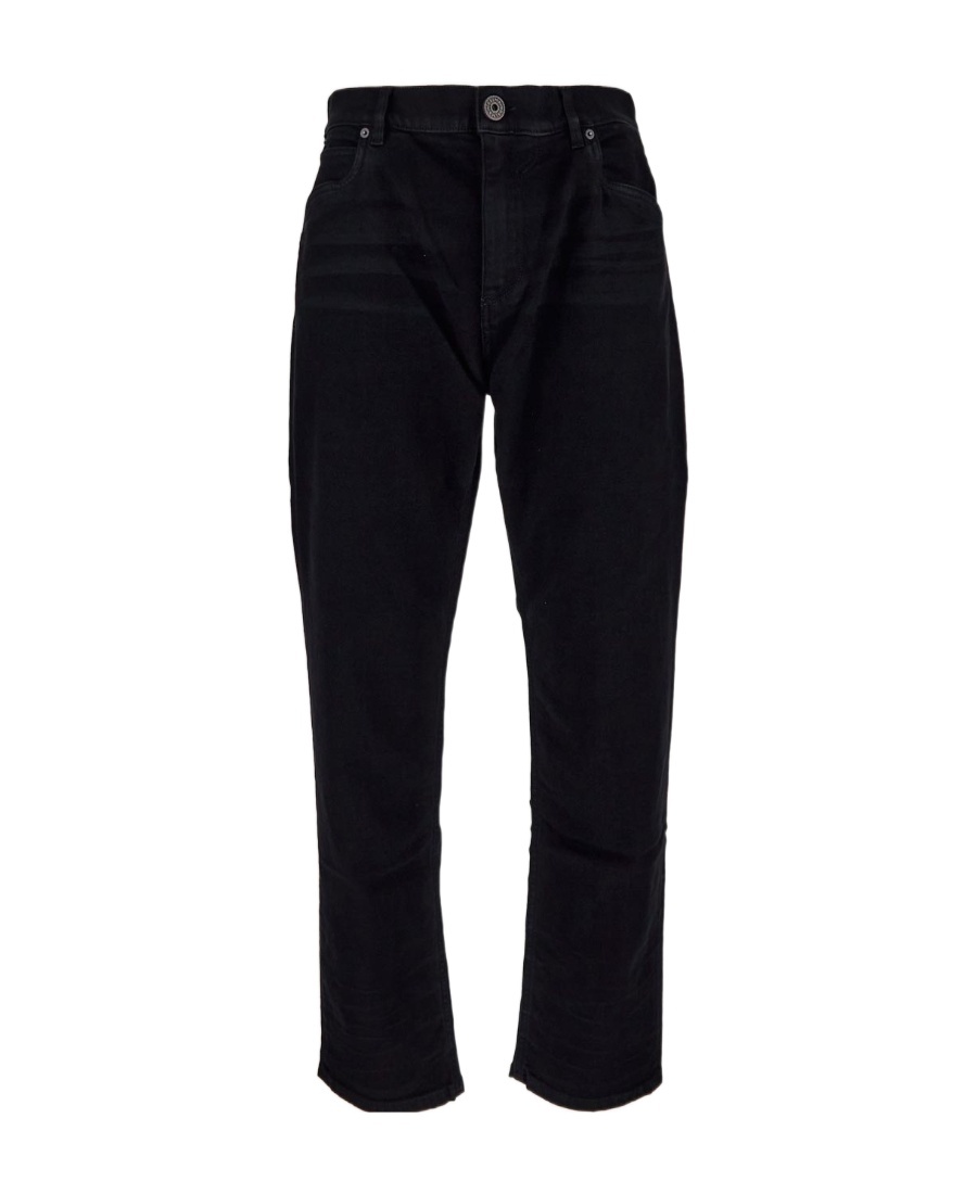 Balmain Regular Fit Denim Jeans With Chain Button Closure In Black