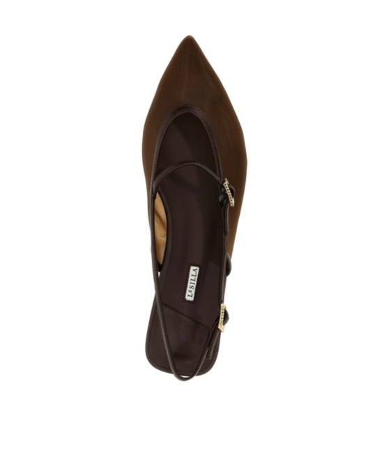 Shop Le Silla Morgana Slingback Flat Shoes In Brown